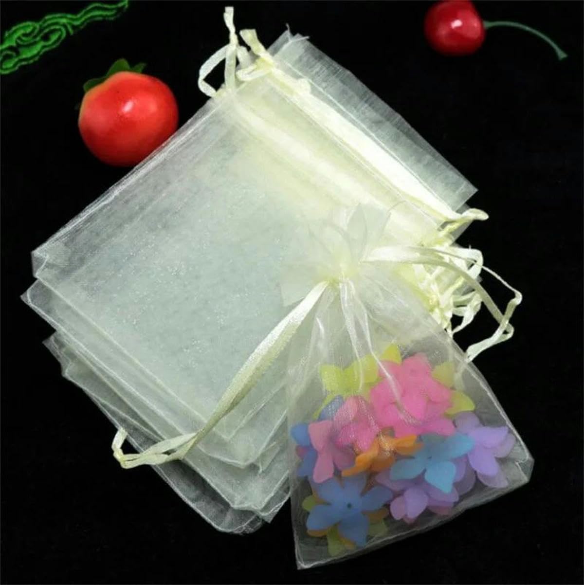Bolsas para Caramelos, 50 Bolsas de Organza con cordón 5 x 7/7 9 cm, for bisutería, Dulces y Bodas