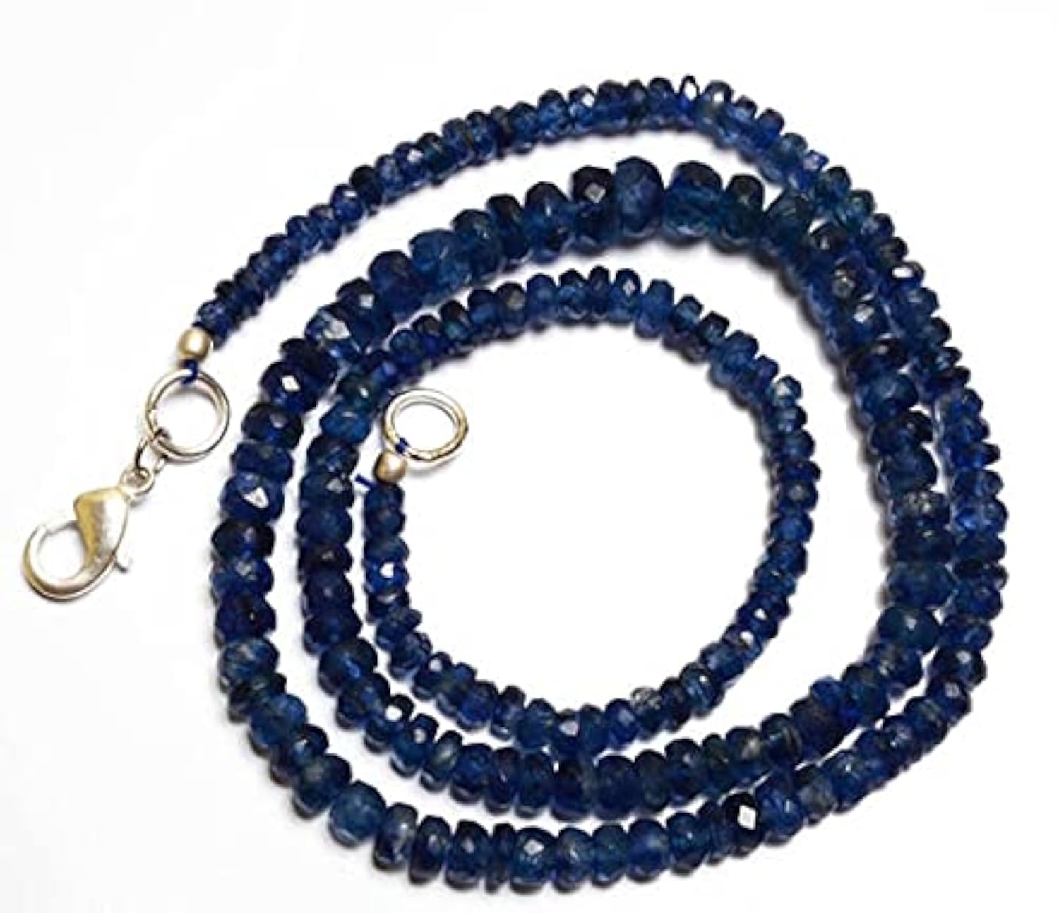 LKBEADS 1 sznur naturalny 43 cm kamień naturalny ciemny cyjanit fasetowany oponki koraliki pełny sznur drobny naszyjnik 3 do 6 mm