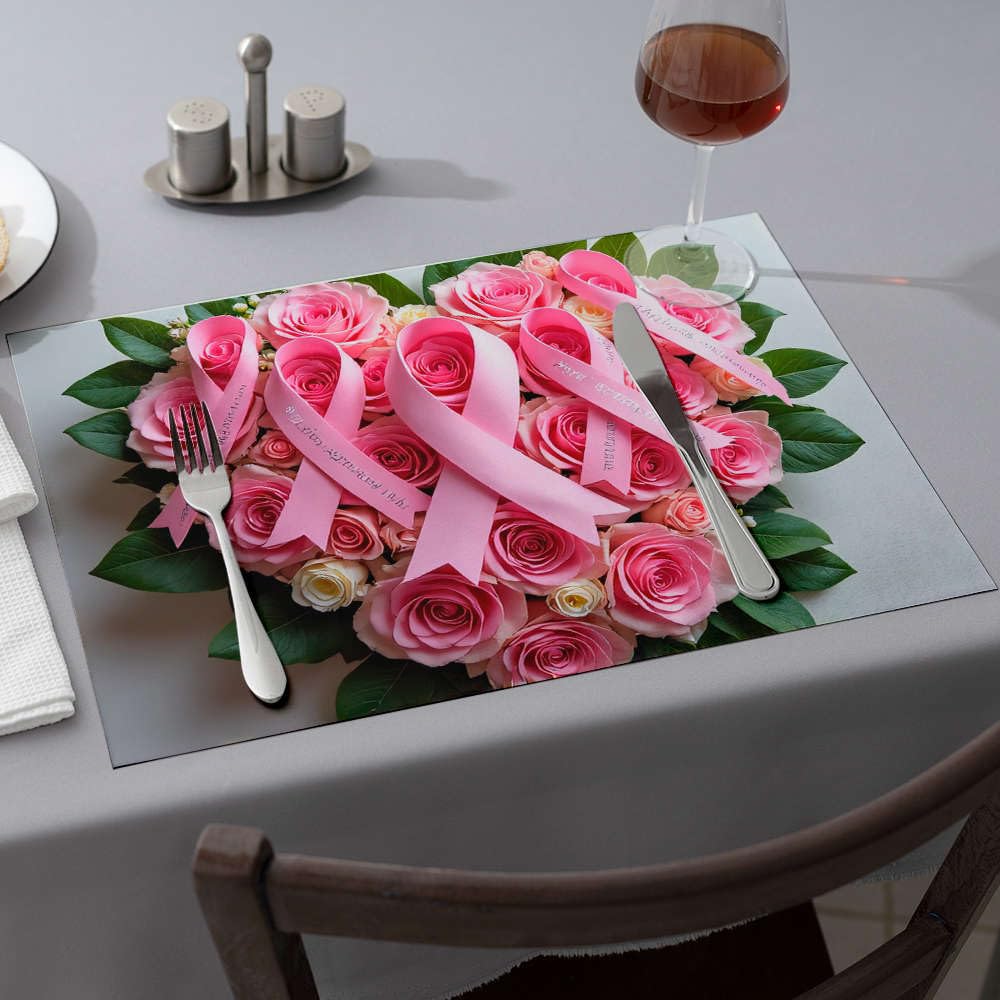 Chemin de table ruban rose pour repas solidaire Octobre Rose