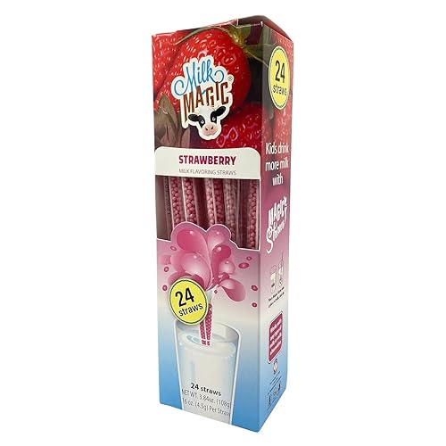 Milk Magic Milk Flavoring Magic Straws - Sabores surtidos (fresa, 24 unidades)