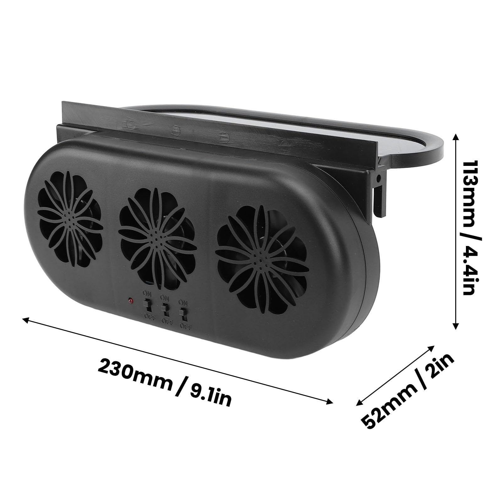 Fockety Ventilateur d'échappement de fenêtre à énergie solaire de voiture, ventilateur d'aération de fenêtre de voiture 5000tr/min prend en l'interface USB ou l'alimentation