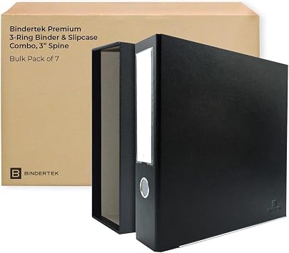 3-Ring Premium Binder & Slip Case, 7pk - Black, by Bindertek