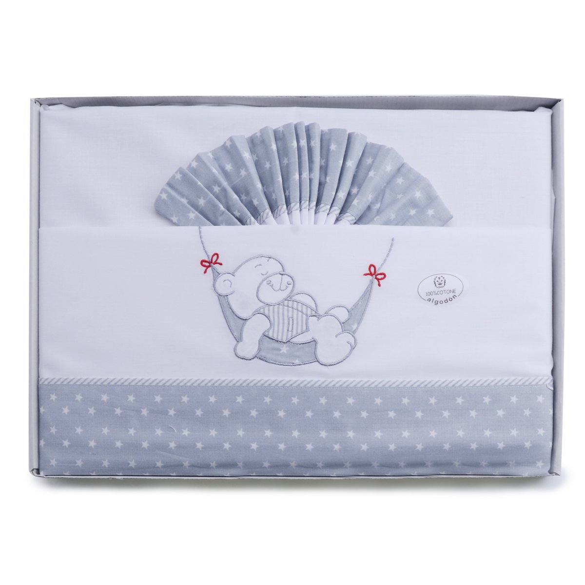 PEKITAS Bebe 3-Piece Thin Sheet Set for Cot 60 x 120 cm 100% Cotton (White Bear Series)