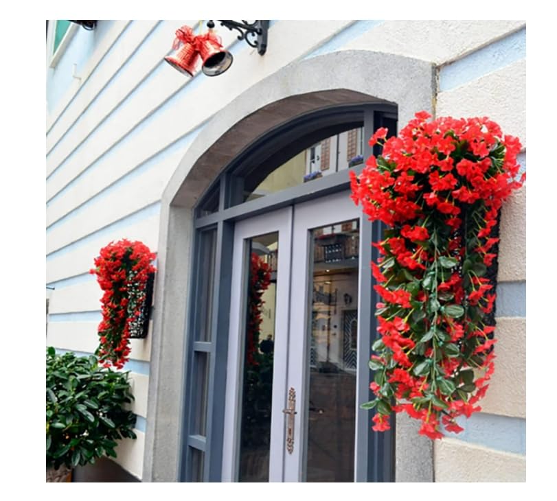 2 szt. Sztuczne wiszące kwiaty na zewnątrz Sztuczne wiszące rośliny Sztuczna wisząca wiązka orchidei do wewnątrz Na zewnątrz Ogród Patio Weranda Yard Dekoracje ślubne /145(Yellow)