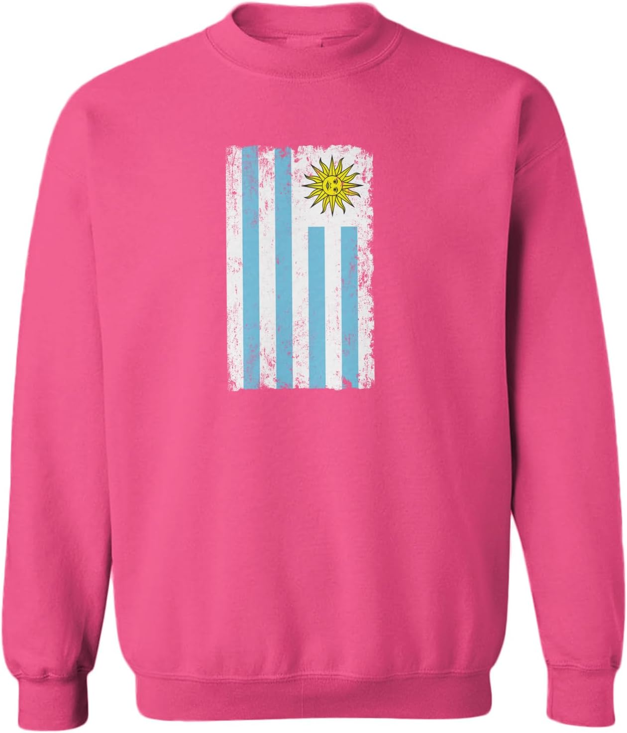 Tcombo Big Distressed Uruguay Flag Country Toddler Fleece Crewneck Sweater