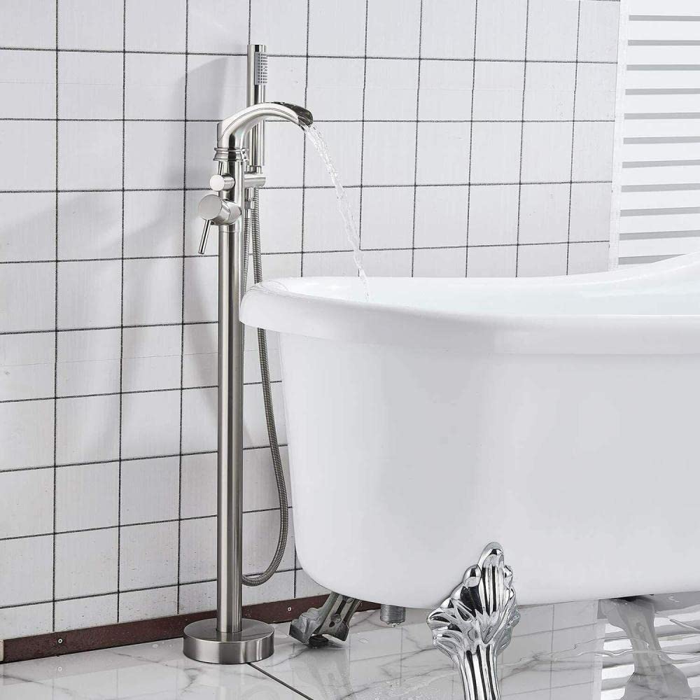 SnamicE Faucet Floor-mounted free-standing bathtub shower faucet waterfall bathtub filling mixer mixer mixer faucet system,Brushed Nickel