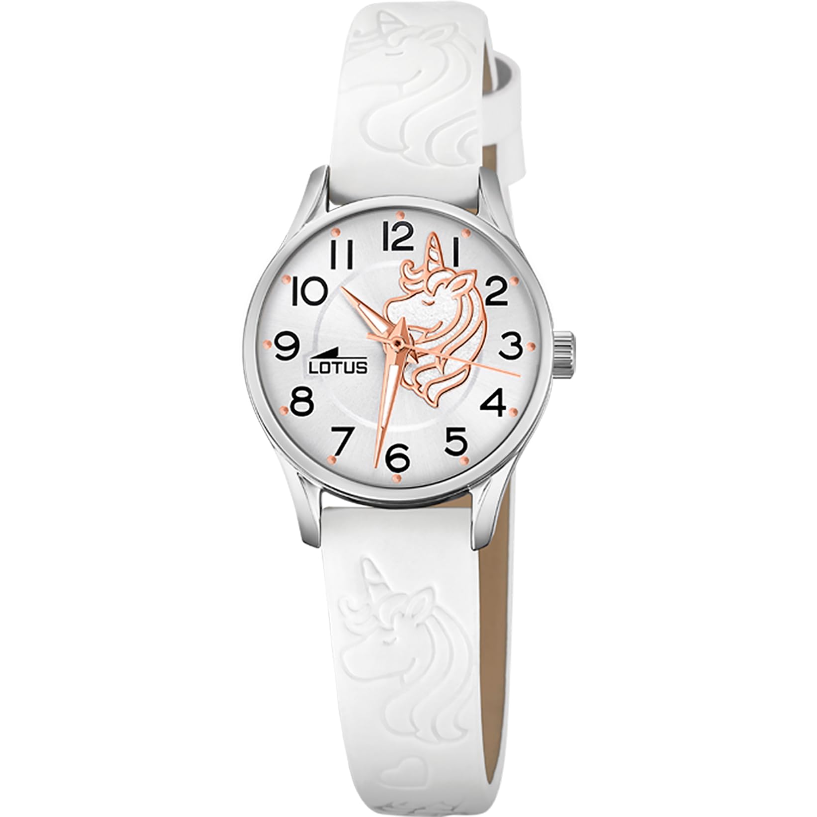 LOTUS Reloj Niña Analógico de Cuero Blanco | Movimiento de Cuarzo, Reloj Infantil, Cristal de Alta Resistencia, Clásico 18573/F, con Pulsera de Regalo, Junior Collection