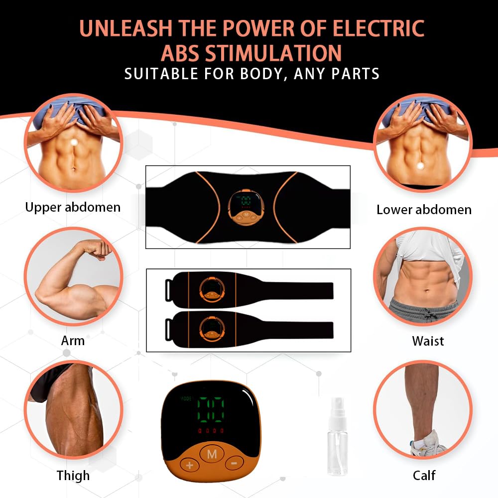 ABS Electroestimulador Muscular - EMS Tonificador Muscular, 10 Modos y 30 Intensidades, Electroestimulador Cuerpo Completo AB/Brazo/Pierna/Gluteos Electroestimulador, Estimulación Muscular par