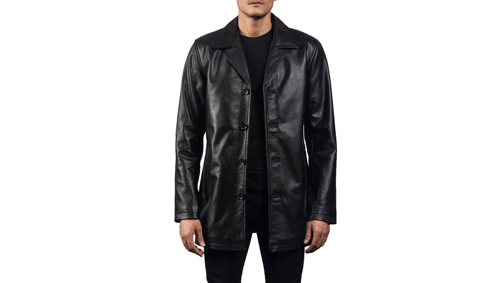 The Jacket Maker Urban Slate Men's Black Leather Coat | Urban