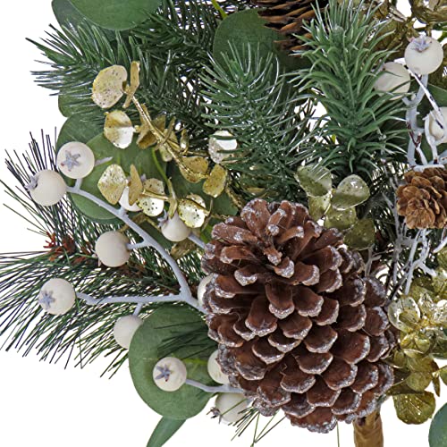 HGTV Home Collection Artificial Christmas Plants Spray Decoration, Mixed Branch Tips, Decorated with Berry Clusters, Pine Cones, Leafy Greens, Pack of 2, Cozy Winter Collection, 12 Inches3