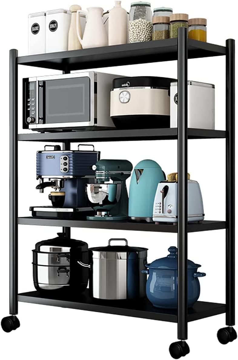 Mofish Kitchen Storage Shelf 4 Tier Adjustable Rolling Shelving Unit