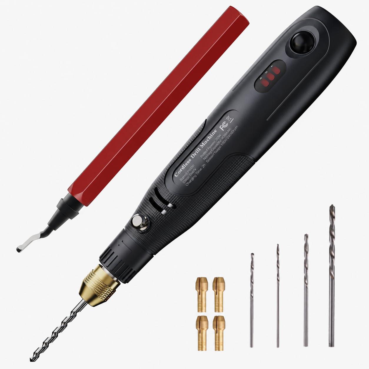 Taladro de resina inalámbrico, ajuste de 3 velocidades y herramienta giratoria recargable 19 accesorios