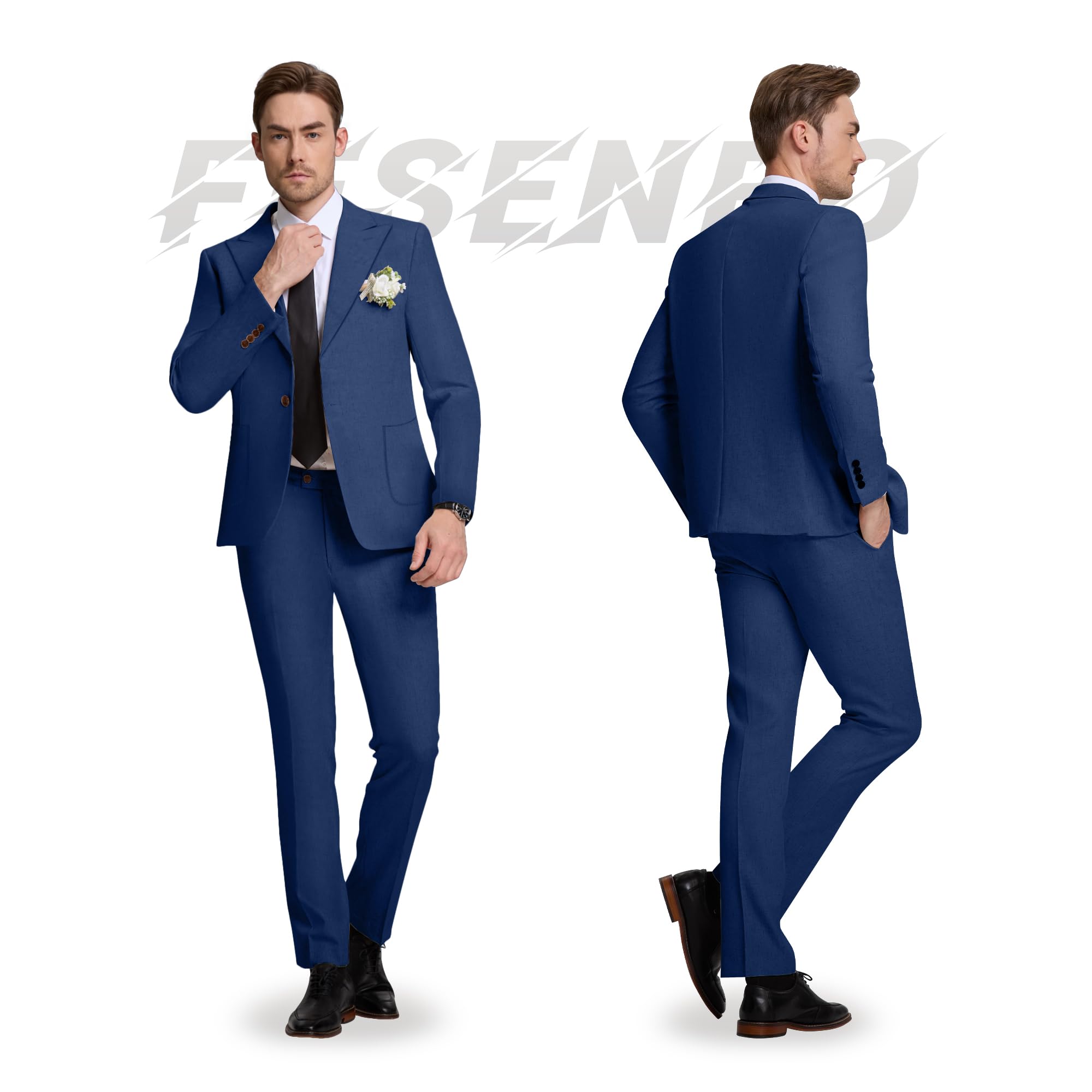 Completo da uomo in lino slim fit 2 pezzi estate spiaggia abiti da sposa con bavero a punta casual blazer pantaloni set per smoking da ballo