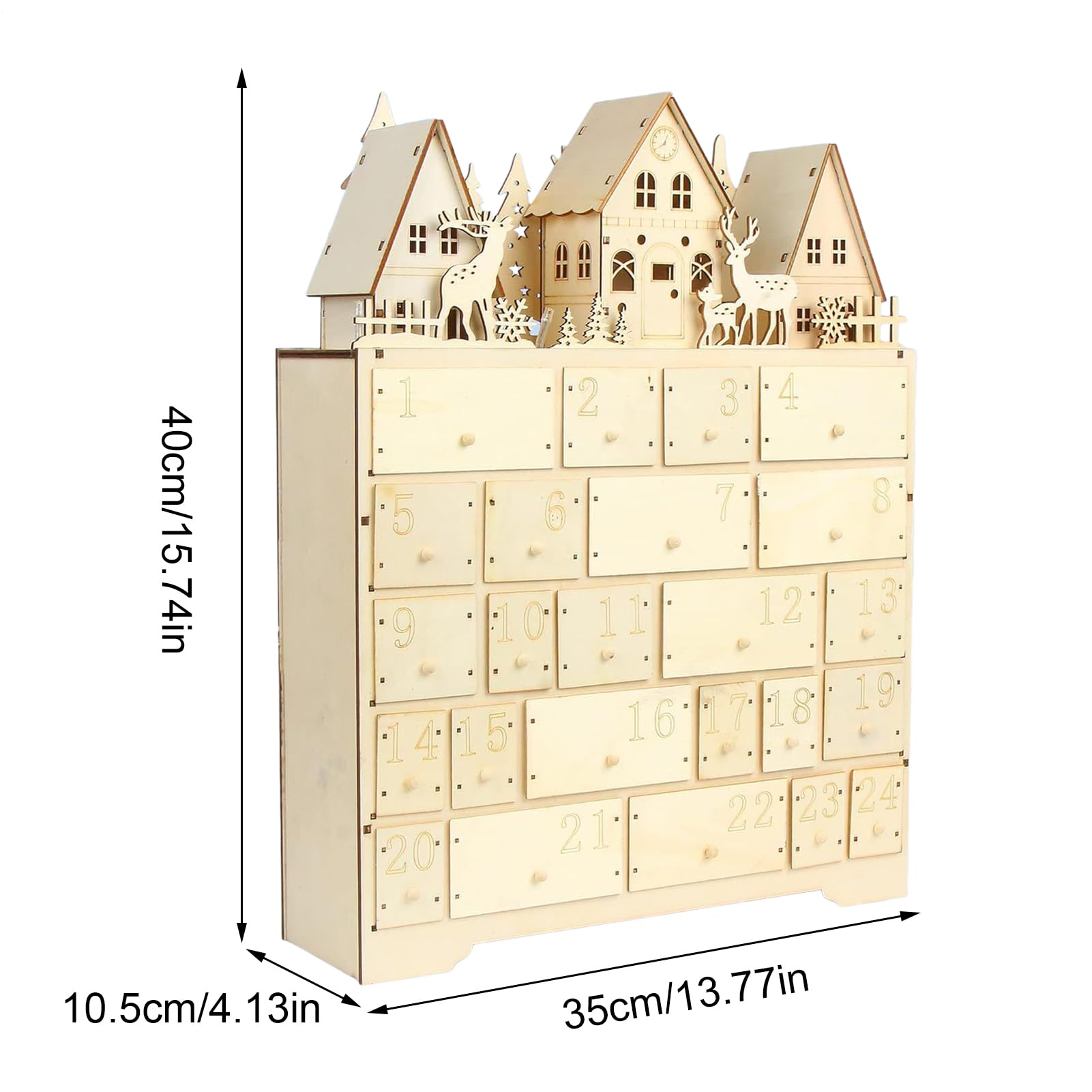 Calendario 'Avvento Di Natale Con Conto Alla Rovescia Decorazione In Legno | Calendario Di Natale In Legno Con Luce LED Per Famiglia Donne Uomini Bambini Ragazzi