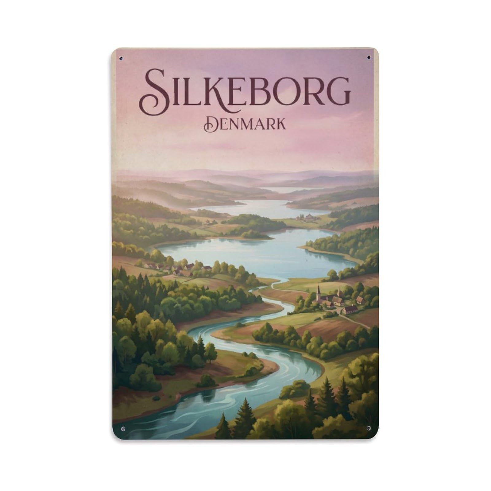 Metal Tin Sign Travel Retro Denmark Silkeborg