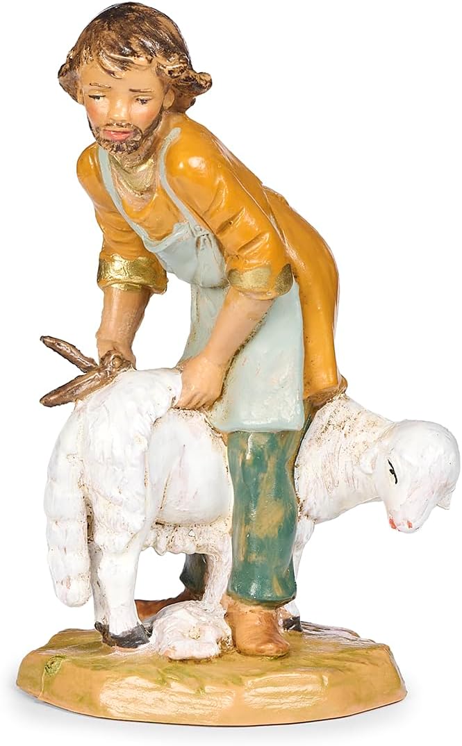 Fontanini by Roman, Japheth, Boy Shepher, 5" Scale Collection Nativity Figure, Handmade in Italy, Designed and Manufactured in Tuscany, Polymer, Hand Painted, Italian, Detailed