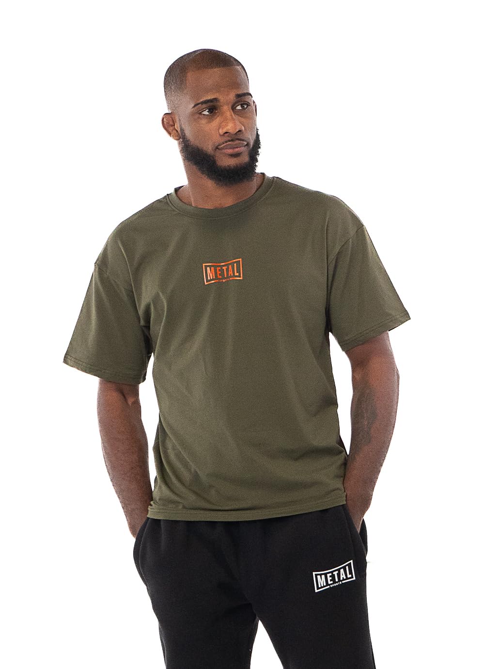 Metal Boxe Unisex Olive T-Shirt Coton L