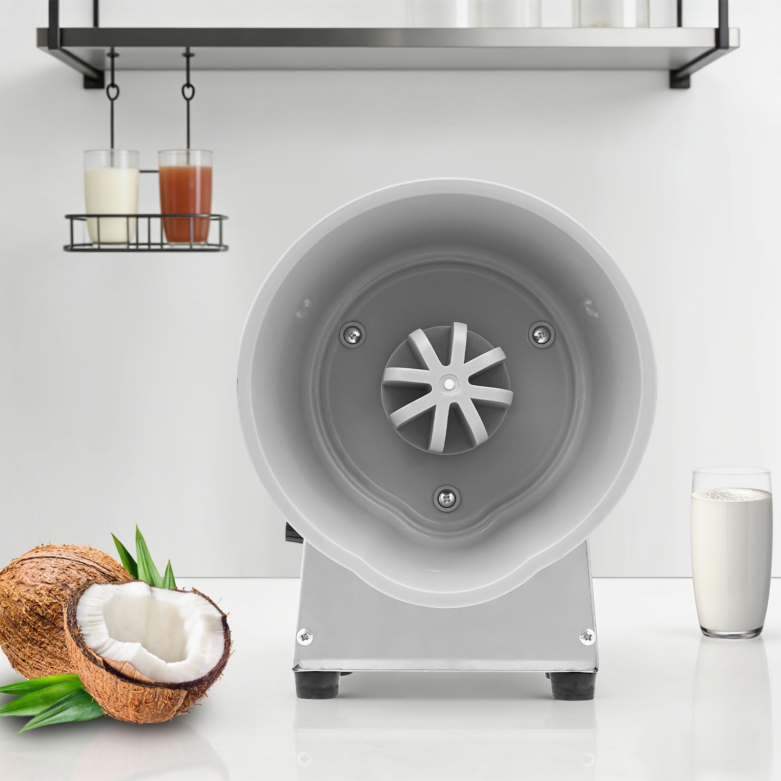 Kokosnuss Schaber Elektrisch 150W,Edelstahl Kokosnuss Reibe Maschine mit einstellbarer Geschwindigkeit Coconut Scraper für Küche Gastronomie Verarbeitung