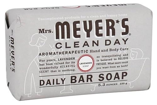 Mrs. Meyer's Clean Day Jabón de barra, uso como jabón corporal o de manos, fórmula libre de crueldad hecha con aceites esenciales, aroma de flor de