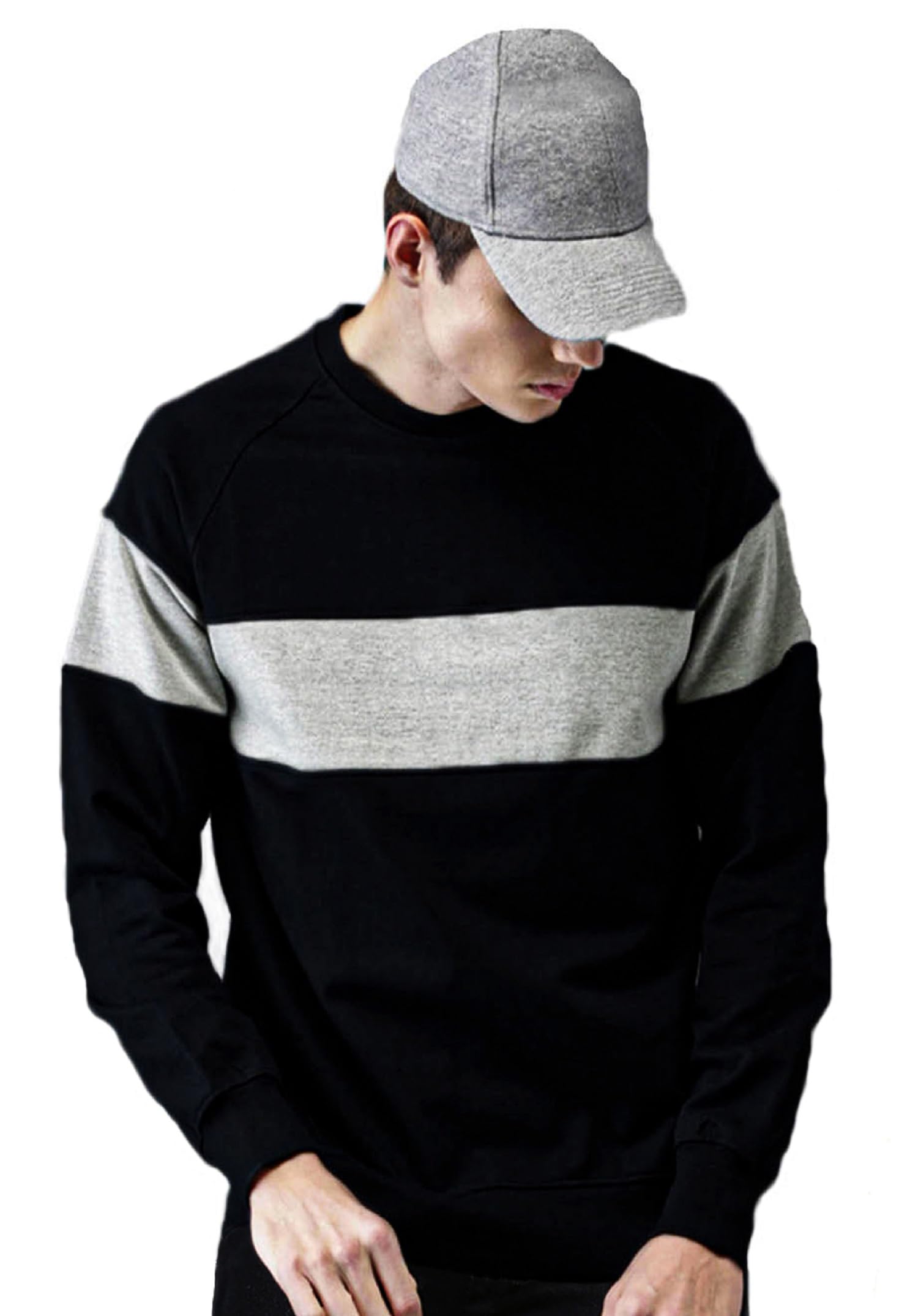 Men's Regular Fit Full Sleeve Loopknit Round Neck Sweatshirt (Color Black Grey)-image-8