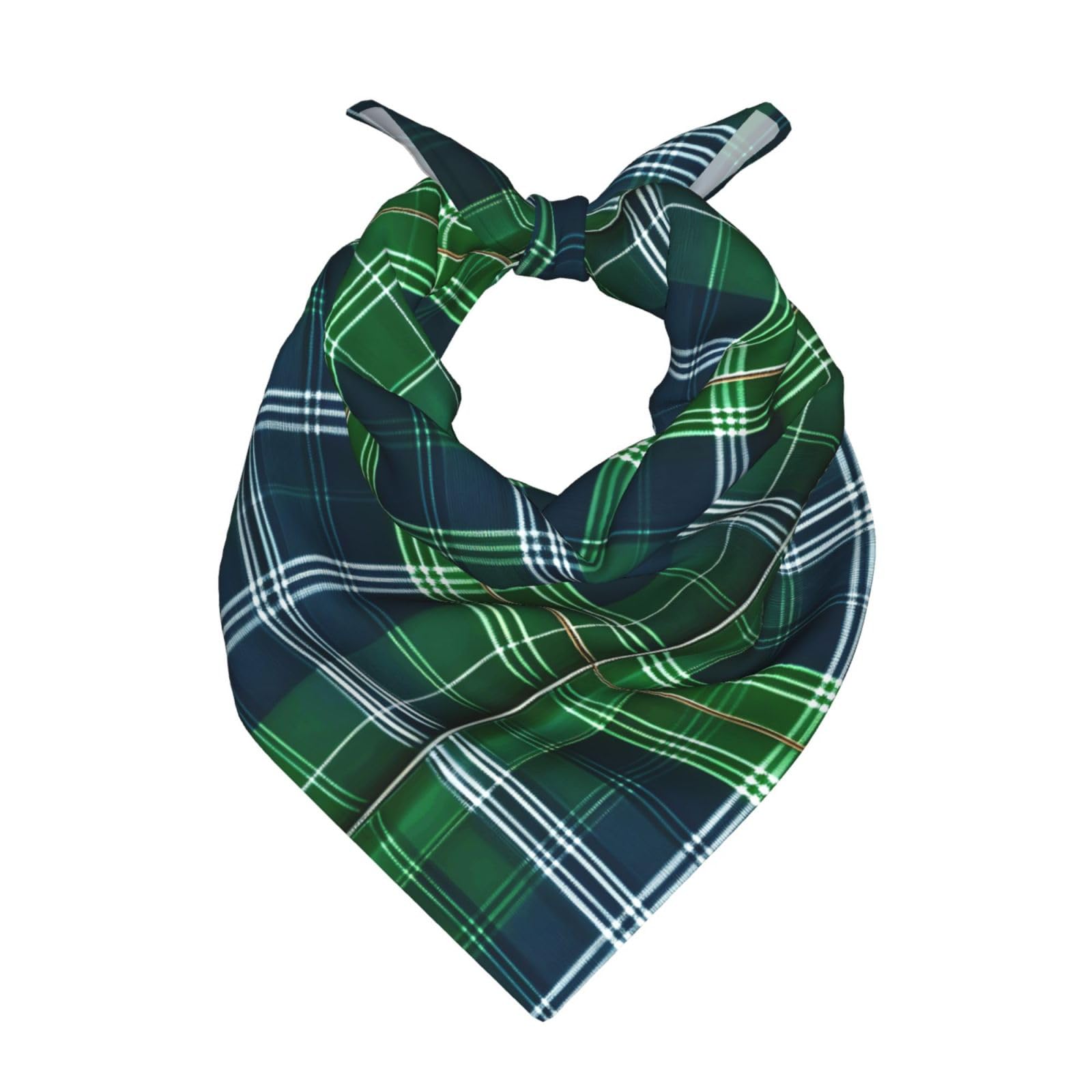 JEJEA Blue Scottish Tartan Print Large Bandana, 22" Satin Square Scarf, Versatile Headband & Neck Accessory For Men Women