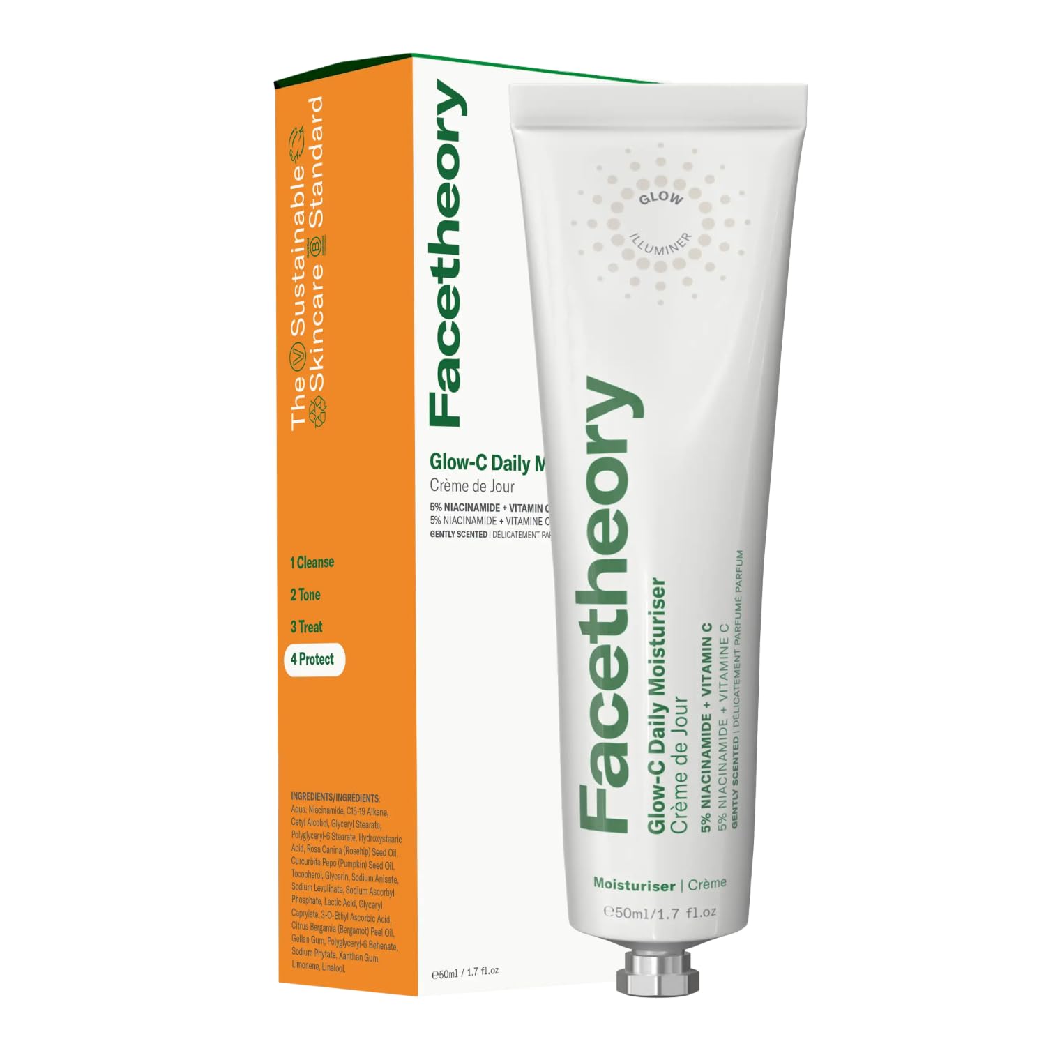 facetheory Glow-C Daily Face Moisturizer SPF 30 (Grapefruit), Lightweight