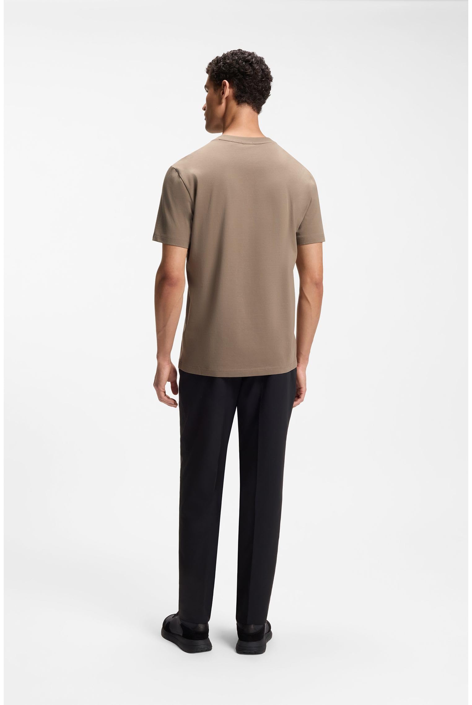 BOSS Hommes Tee T-Shirt en Coton Stretch avec détail logoté