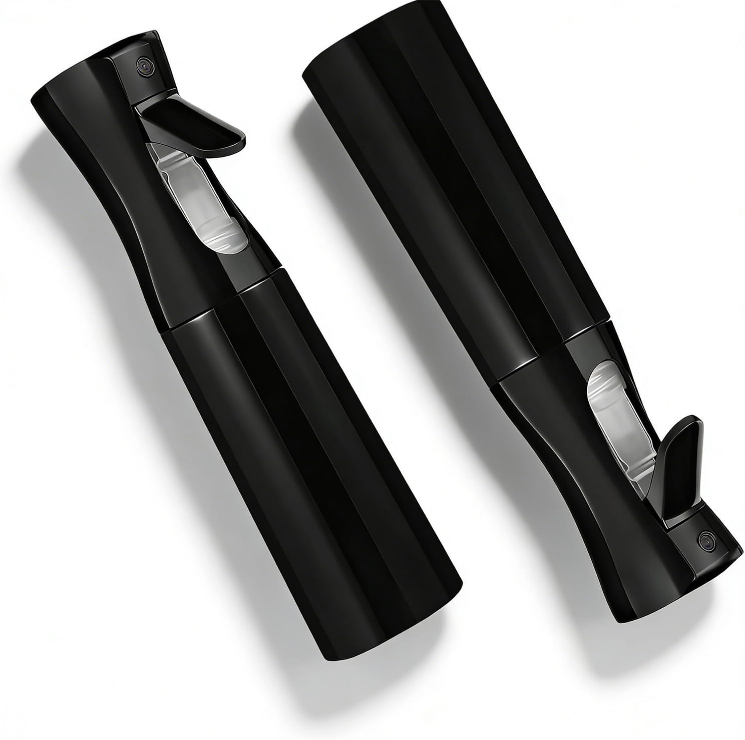 2-Pack Black Continuous Spray Bottles (10.1oz/300ml) - Ultra Fine Mister for Hairstyling, Cleaning, Garden Plants - for Curly Hair Care - Refillable Water Sprayer Set