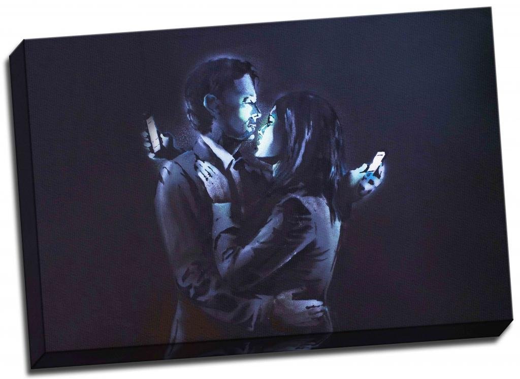 Panther Print Banksy Mobile Phone Lovers Canvas Print Poster Large 30X20 Inches A1