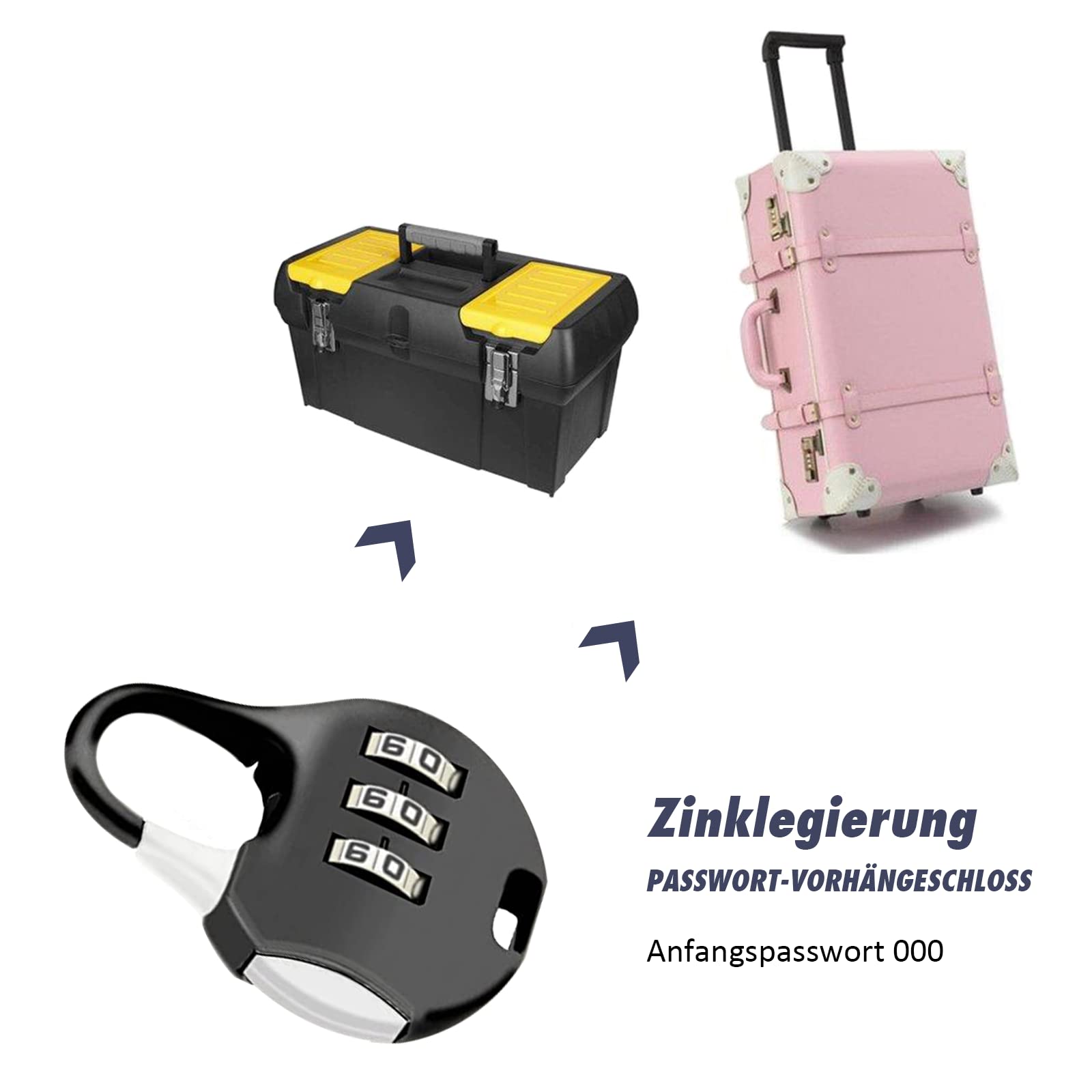 8er Pack Zahlenschlösser - 4-stellige Vorhängeschlösser Aus Zinklegierung