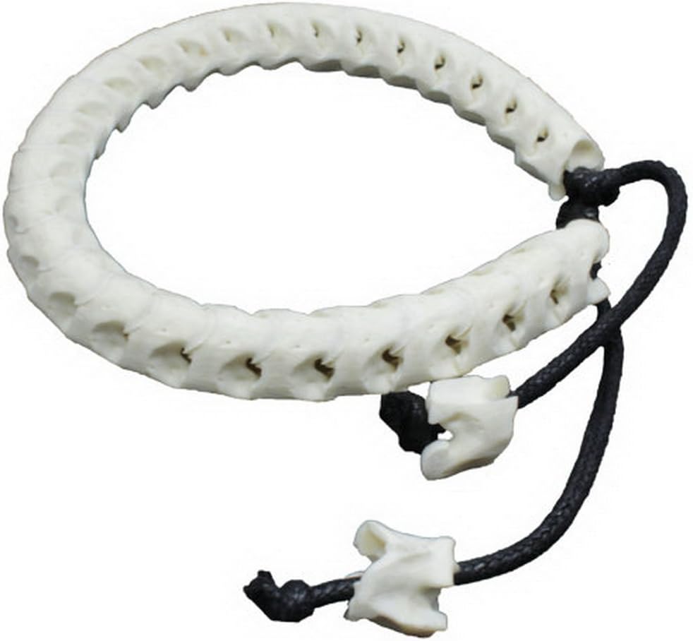 Genuine Snake Bone Skeleton with Cotton Rope Handmade Bracelet Natural White