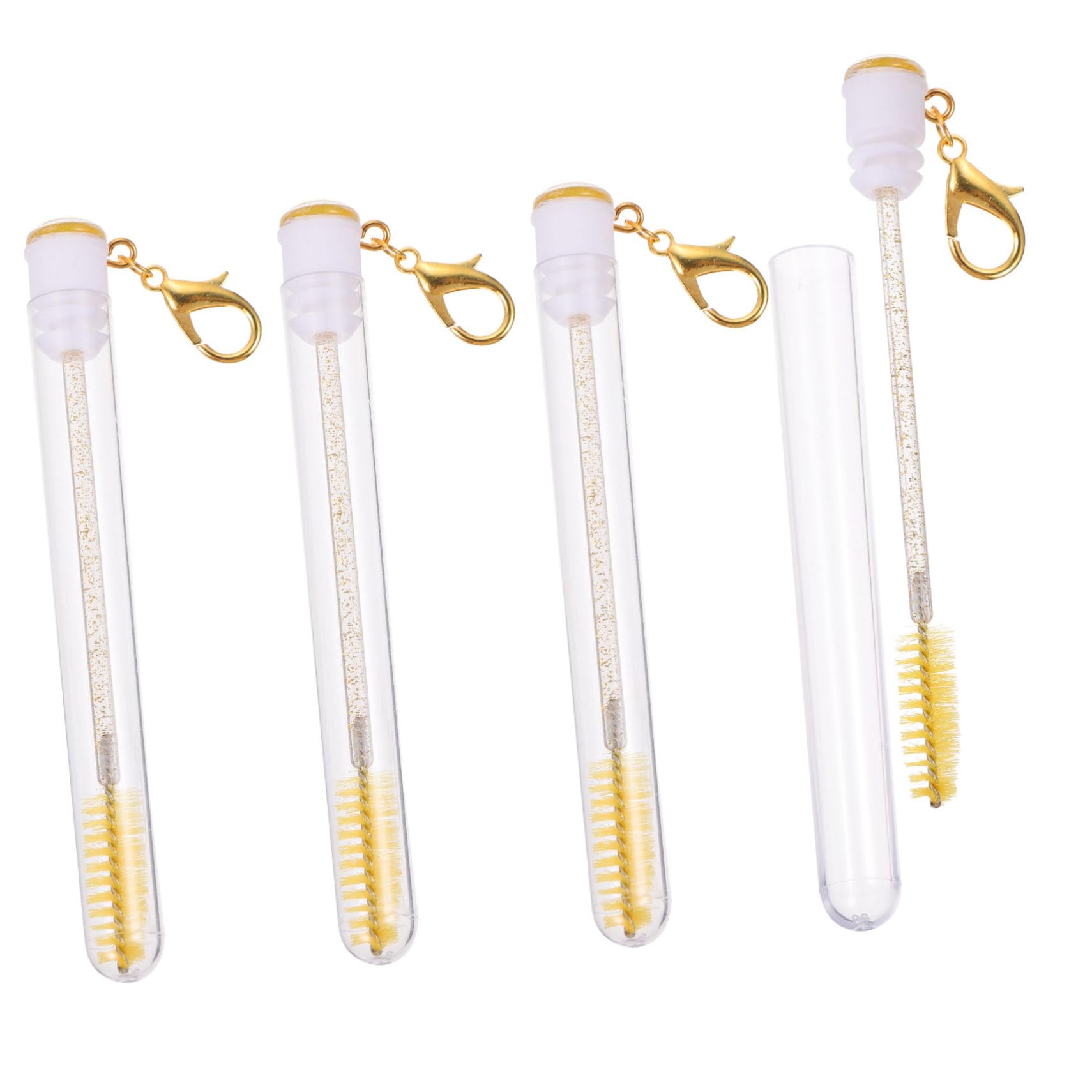 SOESFOUFU Travel-friendly Makeup Tool 4pcs Eyelash Brush Mascara Set Keychain Lash Brow Comb Eyelash Comb for Beginners Artists