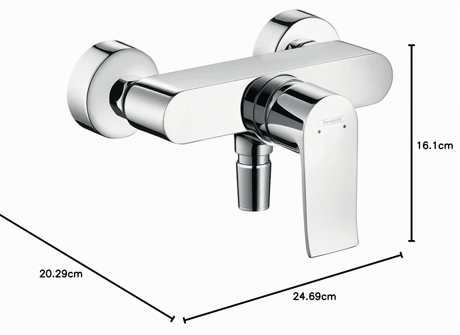 Hansgrohe Duscharmatur Metris, 31680, Aufputz Einhebel-Brausemischer mit Boltic-Verriegelung, Keramikmischsystem, Temperaturbegrenzung, Rückflussverhinderer, 1 Verbraucher, Chrom, 09736 9