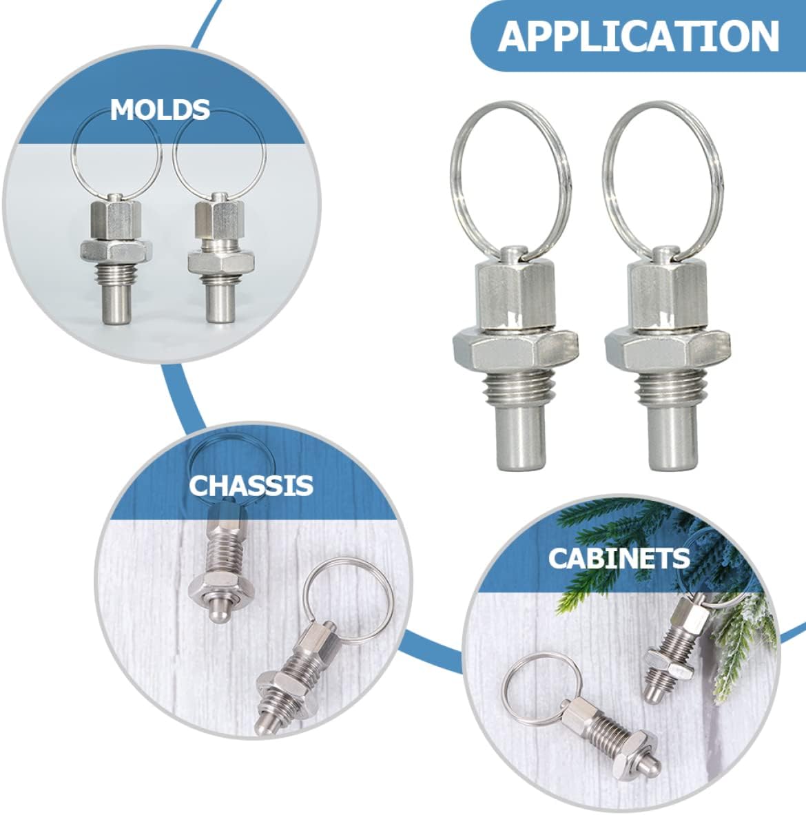 TEHAUX 4 Pcs Stainless Spring Loaded Plunger Non Lock- Out knob Plunger Spring pin Latch Steel Non Lock-