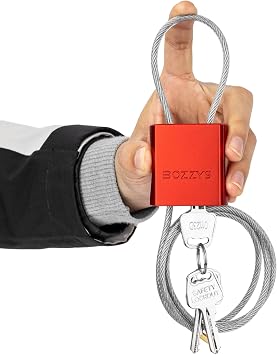 Cable Lock with 3 Keys | L 3.28ft1m,D 1/6in4mm Adjustable Steel Cable Padlock | Aluminum Locks for Bikes, Gate, Lockers & Outdoor Gear | Weatherproof & Red