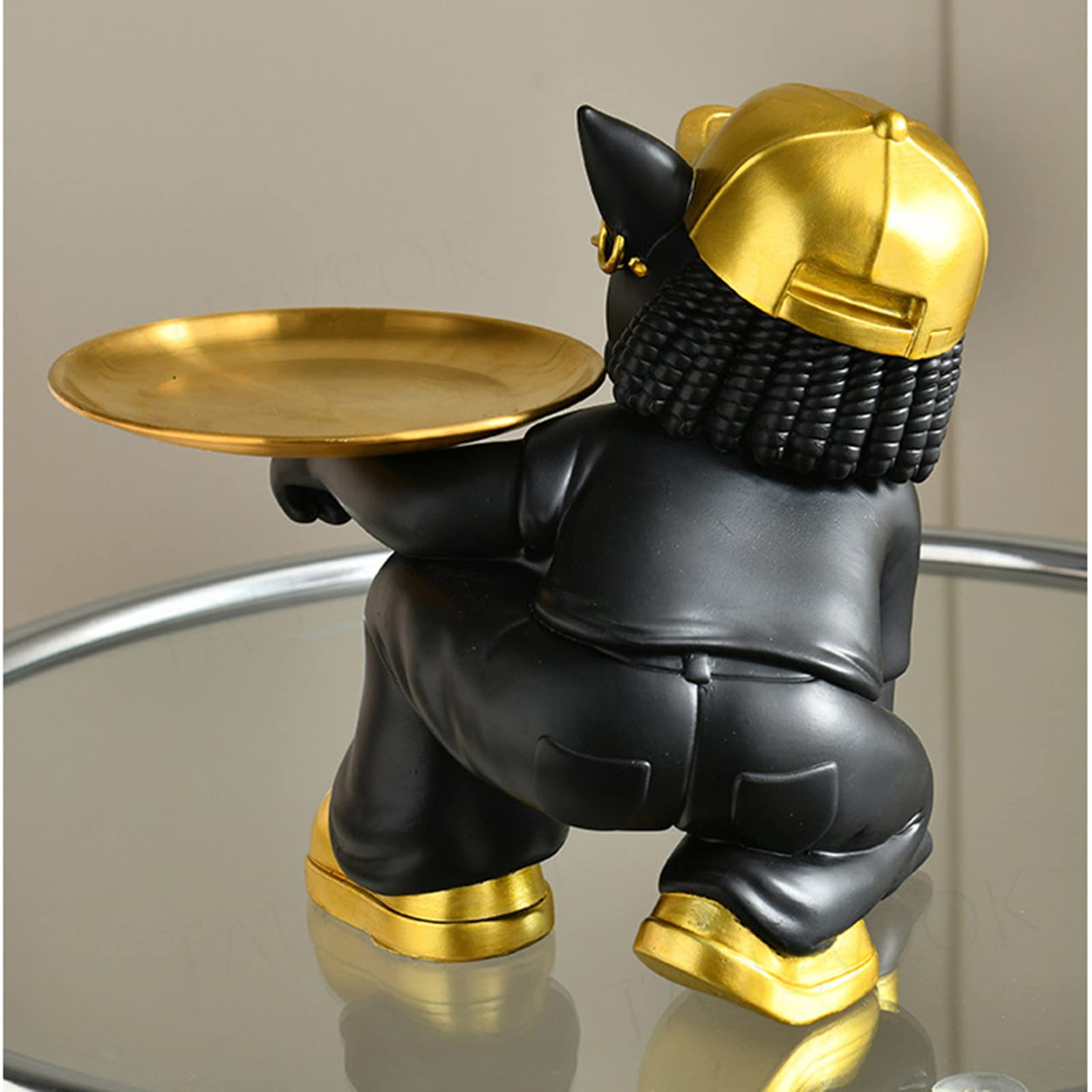 Baverta Bulldog Sculptuur Decoratie, Bulldog Opslag Sculptuur met Dienblad, Franse Bulldog Decoratiefiguur Ornamenten voor Woonkamer Tafel Decoratie Home Decor Geschenken Baverta Bulldog Sculptuur Decoratie, Bulldog Opslag Sculptuur met Dienblad, Franse Bulldog Decoratiefiguur Ornamenten voor Woonkamer Tafel Decoratie Home Decor Geschenken