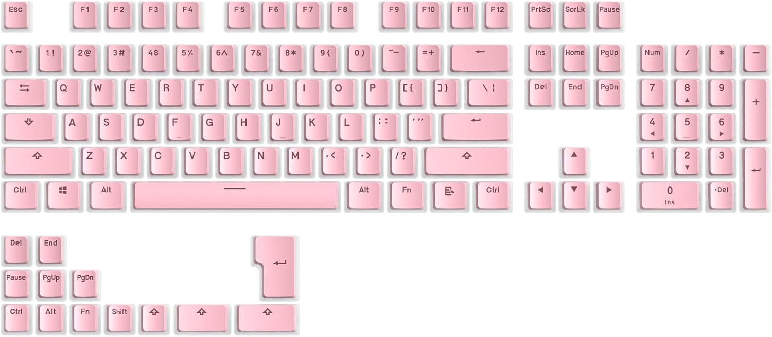 PBT Pink Pudding Keycaps Set 117 Keys, Double Shot Translucent OEM Profile for ISO & ANSI Layout 61/68/84/87/104 Keys Mechanical Keyboard(Pink Pudding) image 5