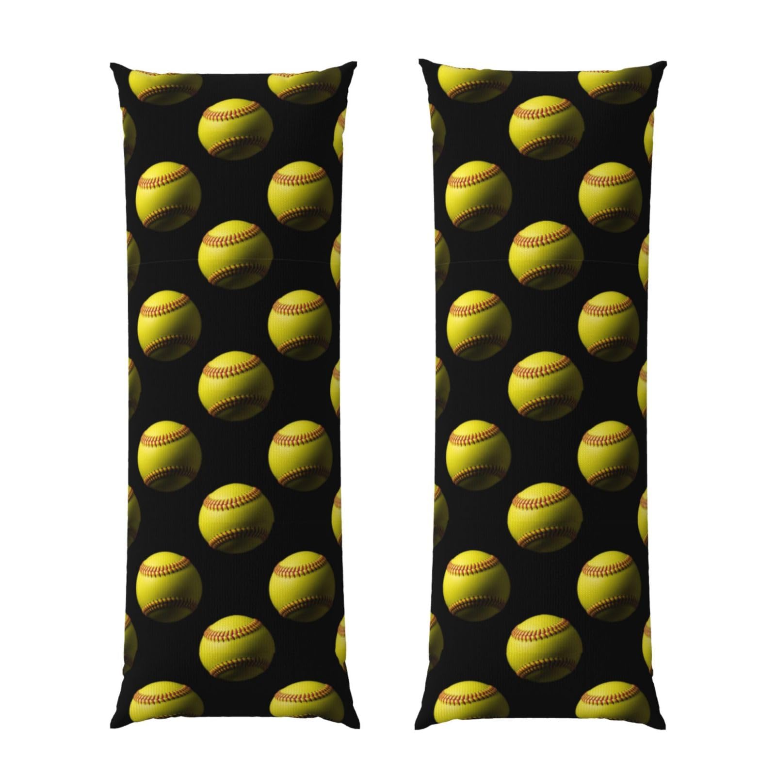 Body Pillow Cover 20x60 Softball Black, Decorative Zippered Pillowcase, Soft Cozy Flannel Fabric, Cushion Case for Couch Sofa Bedroom Home Decor