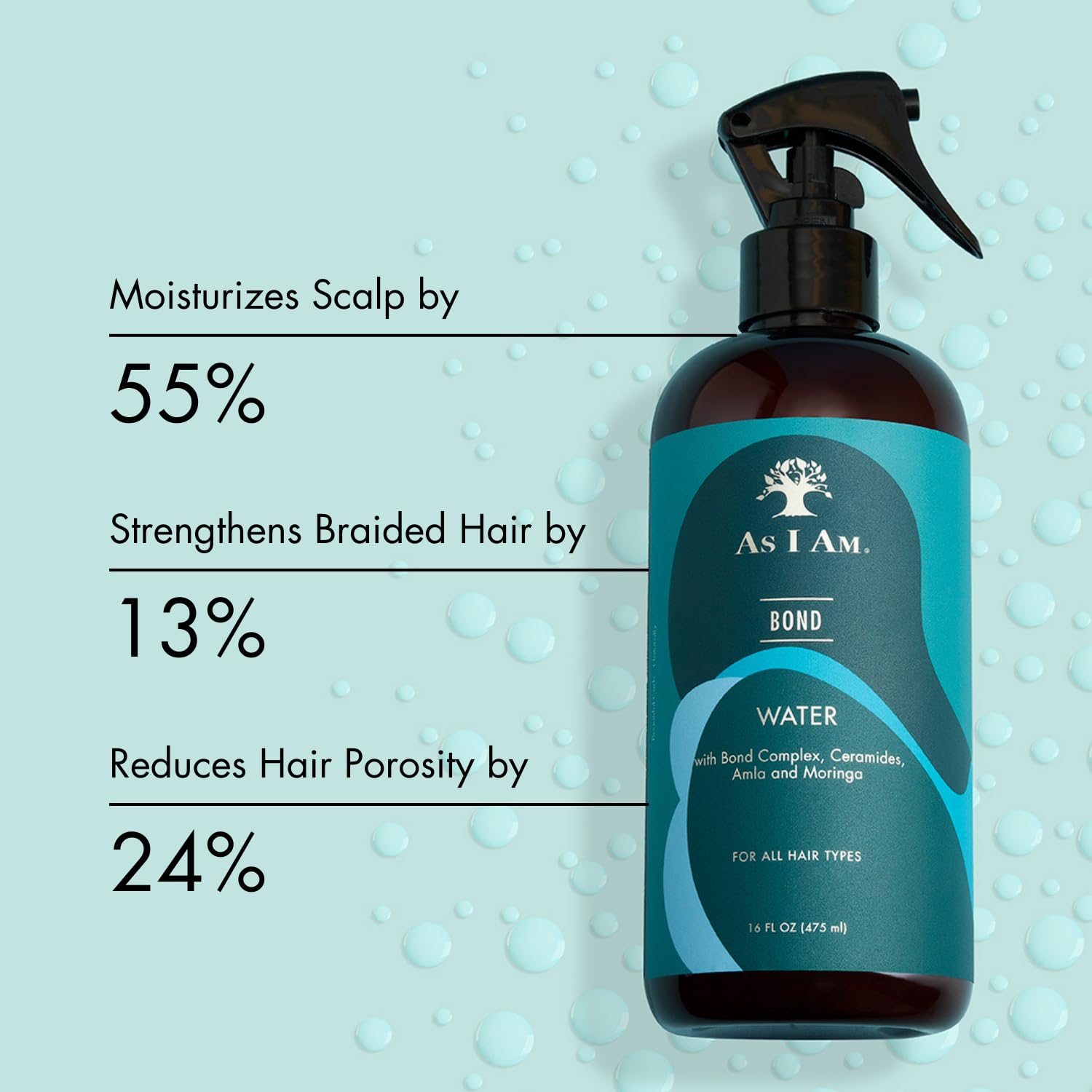 As I Am Bond Water- Rebuilds Bonds, Hydrates & Refreshes Curls 16oz, Off White, 475 ml (Pack of 1) - Image 3