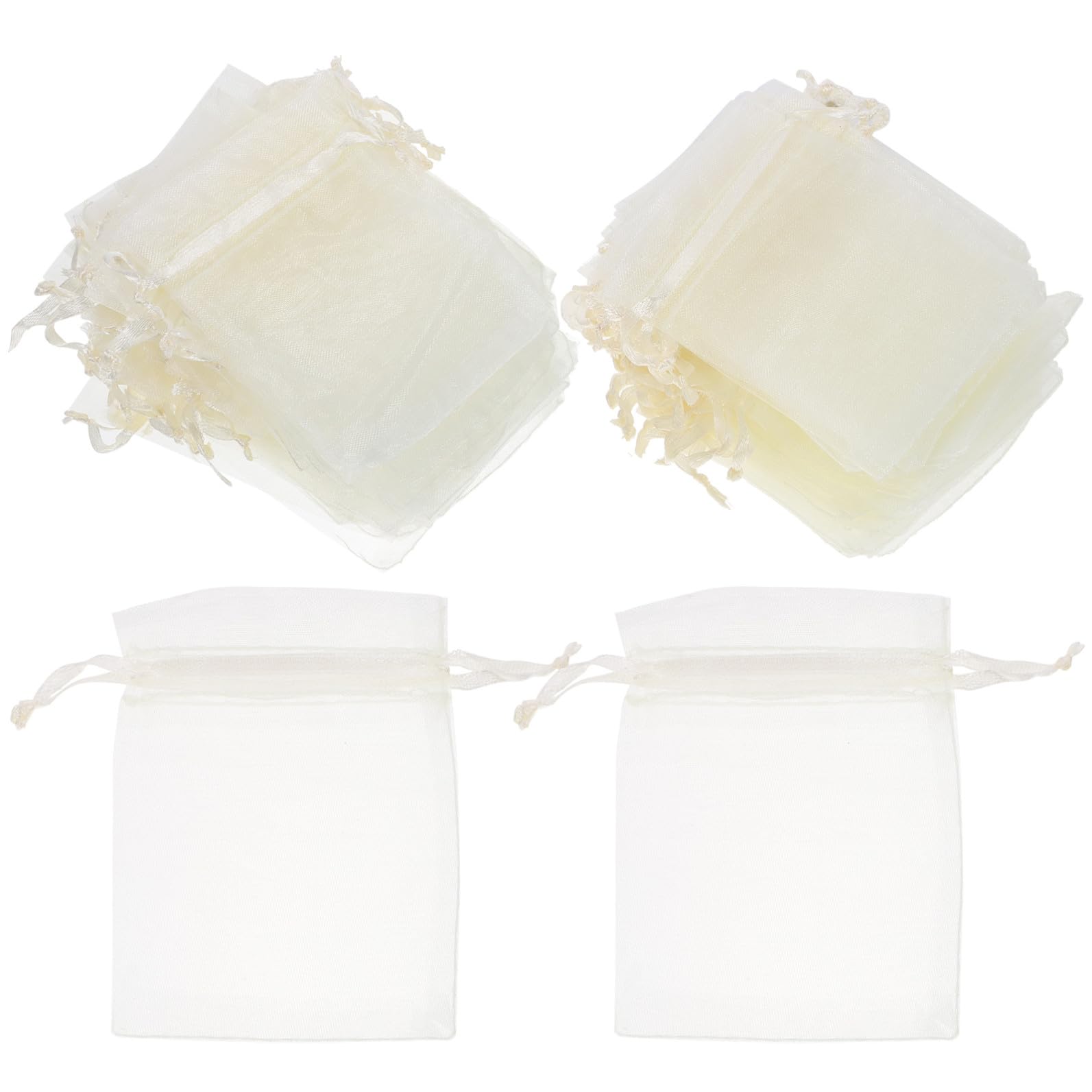 FOMIYES 5 Set Sacchetto in Organza Sacchetto Organza Sacchetti Bomboniere Bag Piccola Borsa Trasparente Coulisse Per Borse in Sacchettini Bomboniere Beige 100 Pezzi * 5