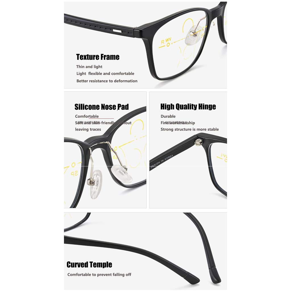 Gafas de Lectura Anti-Fatiga Azul para Hombres, mira lejos y Cerca de Doble Uso - Zoom automático HD Multi-función Espejo Anti-radiación de luz Antigua, Adecuado para la Vida Diaria