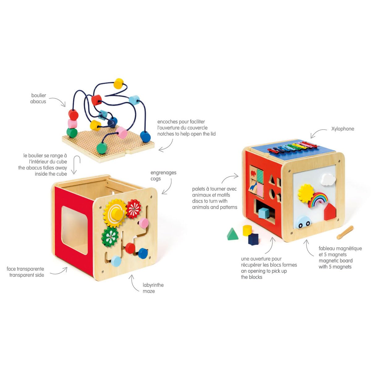 oxybul | Cube géant Multi activités en Bois 12-3 Ans