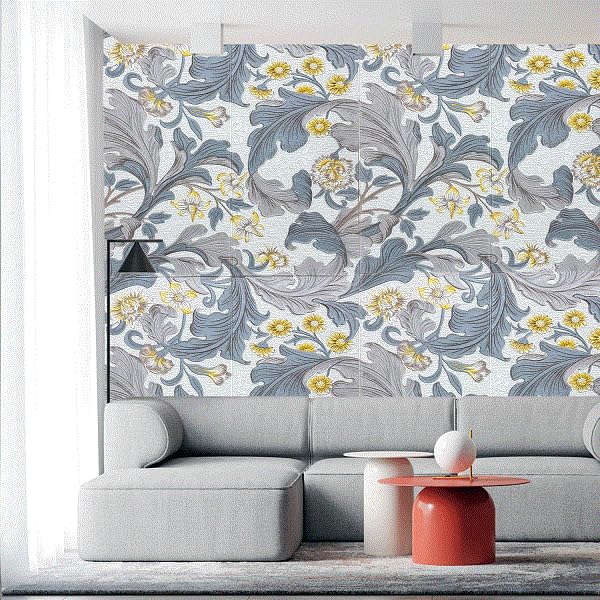 Image of CVD 3D PE Foam Self-Adhesive Wall Stickers | Grey Gold Flower Wallpaper for Home, Hotel, Living Room, Bedroom & Cafe | DIY Decorative Panel (70 x 70 cm, Approx. 5.8 Sq. Feet, 1 Piece)
