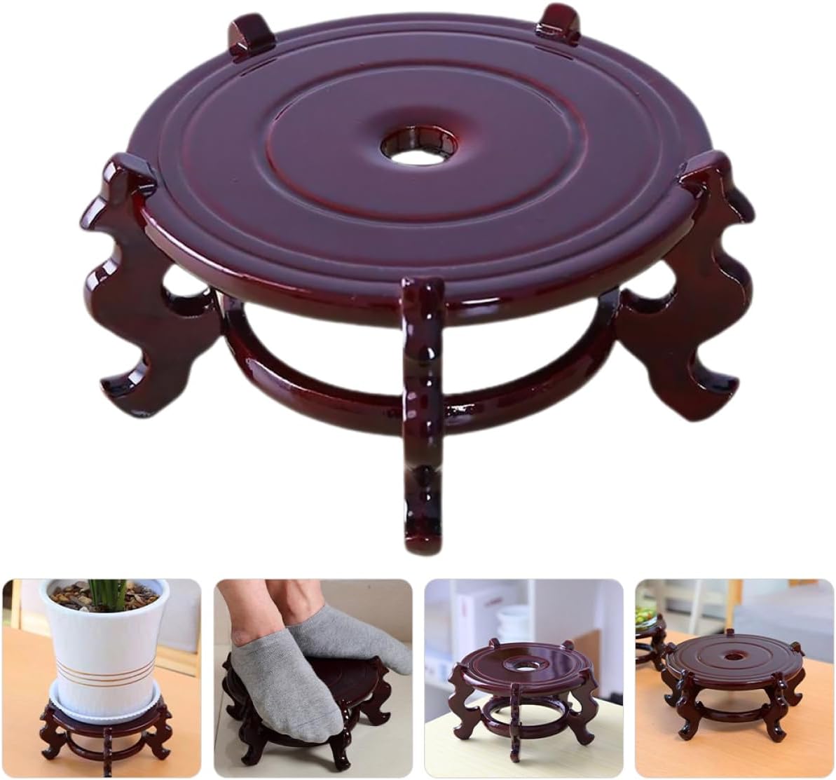 Wood Plant Stand Pedestal Riser for Indoor Decor Flower Pot Base Sturdy Display Stand for Fish Bowls Plants Smooth Edges Easy to Clean Natural Wood Finish