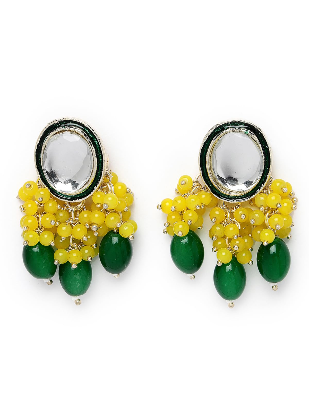 Studio Sukkhi Decorative Gold Plated Yellow & Green Faux Beaded And Kundan Studded Meenakari Drop Earrings For Women And Girls (E105755) (B0CPM1H9L8) Amazon Price History, Amazon Price Tracker