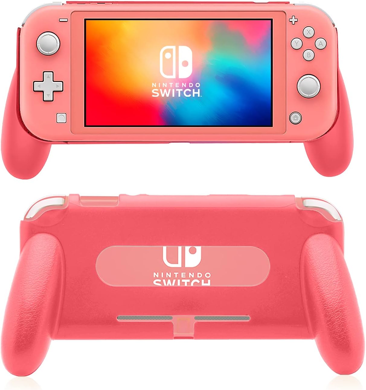 Grip for Nintendo Switch Lite - Ergonomic Non-Slip Handle, Coral Color Match, Easy to Install & Remove - Accessories for Nintendo Switch Lite Console