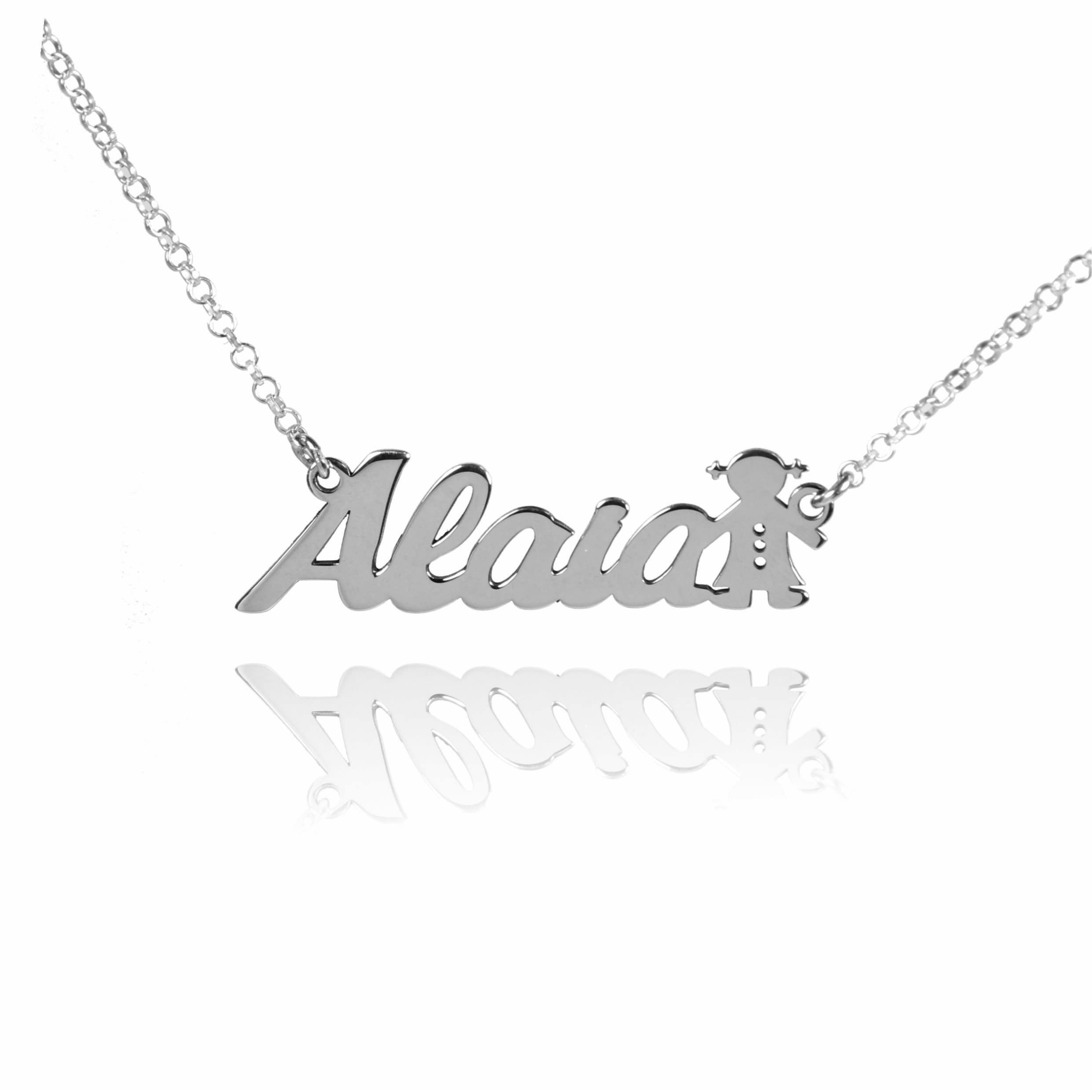 RINCON DEL ARTESANO HECHO A MANO MALAGA Rincón del Artesano Hecho a Mano Málaga. Collar con Nombre + Niña. Personalizado en Plata de Ley 925/1000. Regalo Día de la Madre. Regalo Navidad. Regalo Personalizado. Modelo Niña