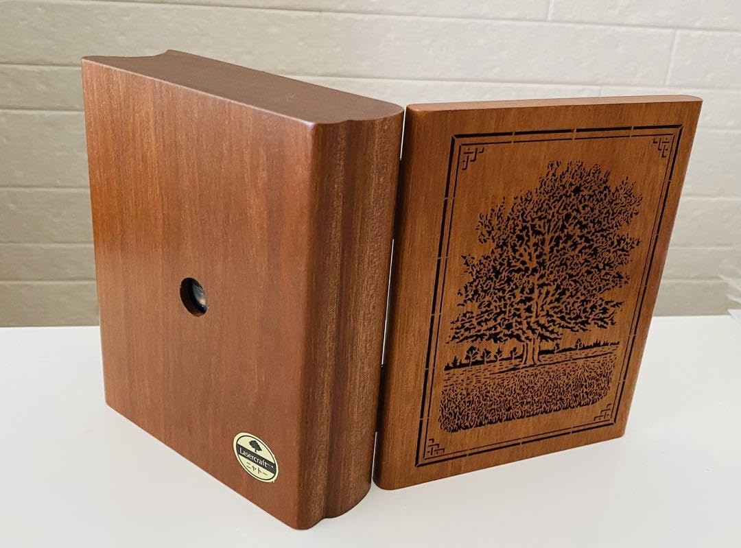 Lasercraft ブック型 メモリアルクロック 木製置時計 彫刻 記念品