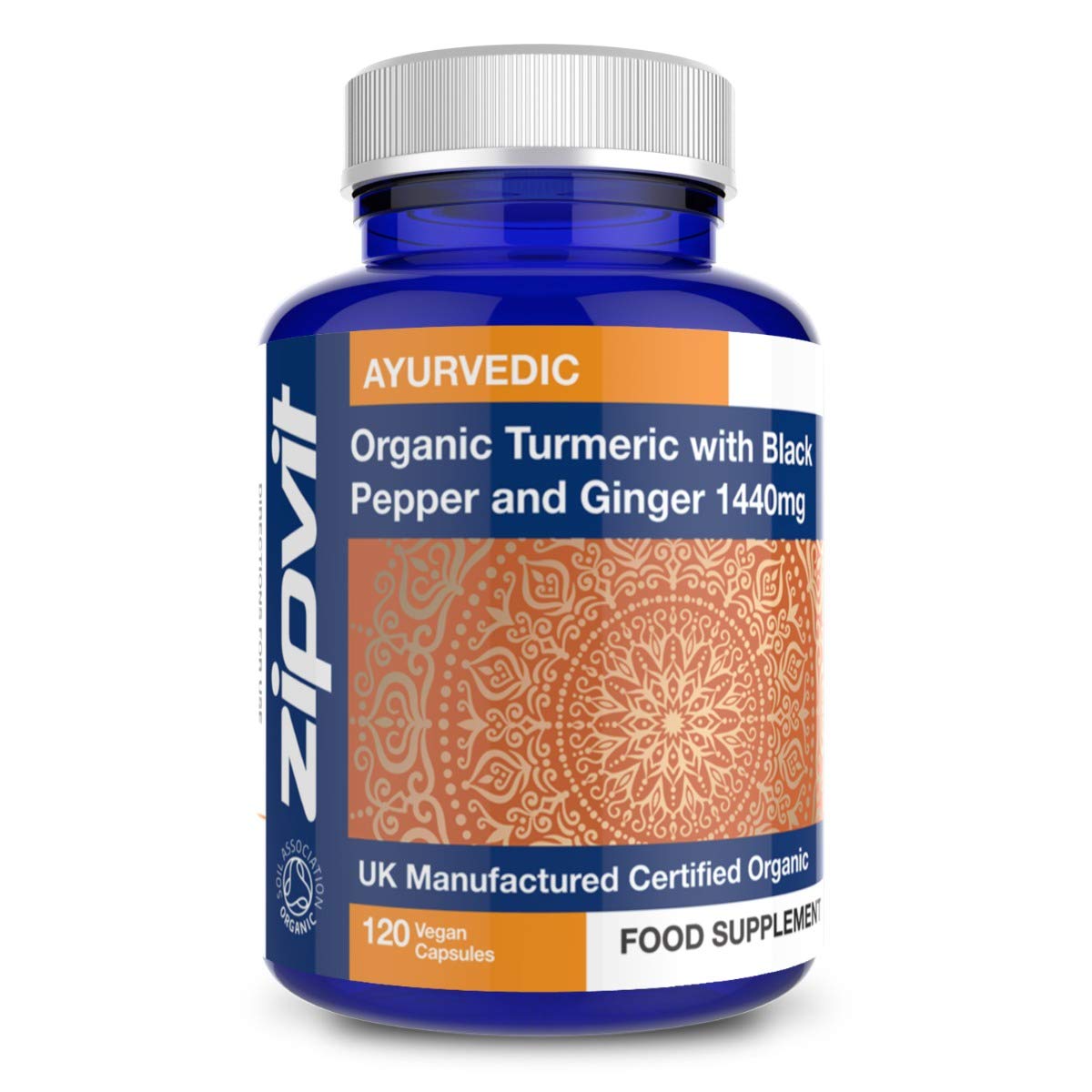 Organic Turmeric Curcumin 1440mg with Black Pepper & Ginger, 120 Vegan