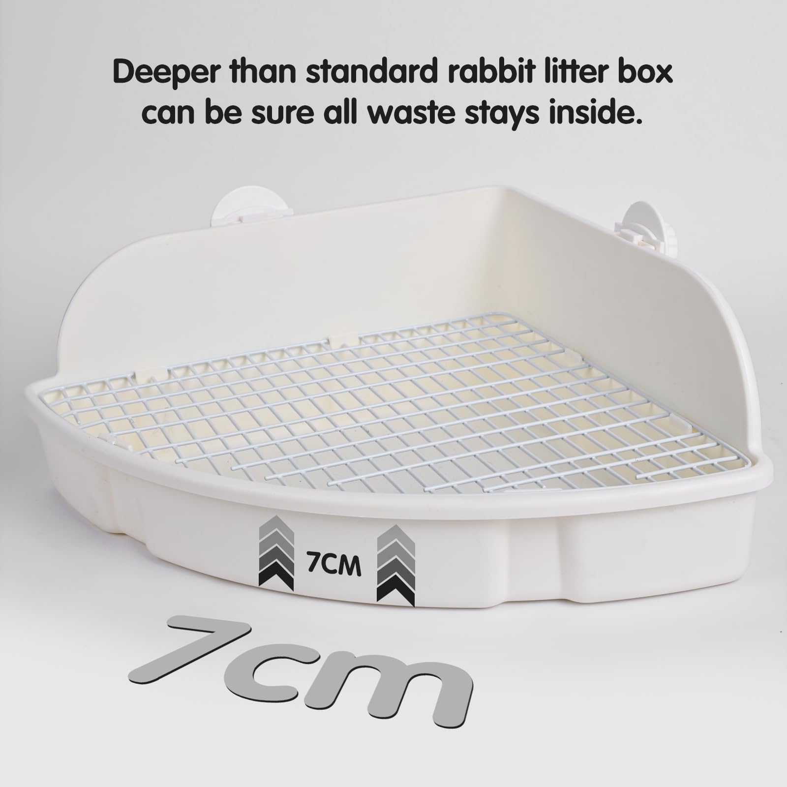 RUBYHOME Caja de arena grande para conejos, conejillos de indias, caja de arena esquinera, entrenador para orinal, bandeja para mascotas, hámster, jaula de arena en forma de abanico para cobayas